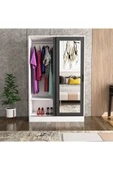 TUMBLERA Berceste Antrasit Beyaz 2 Sürgü Kapaklı Aynalı 10 Bölmeli Dolap Gardırop - 5