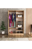 TUMBLERA Berceste Atlantik Çam 2 Sürgü Kapaklı Aynalı 8 Bölmeli Dolap Gardırop - 4