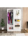 TUMBLERA Berceste Beyaz 2 Sürgü Kapaklı Aynalı 10 Bölmeli Dolap Gardırop - 11