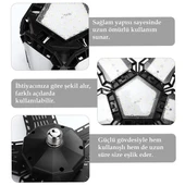 Ledx Ayarlanabilir Açılı 4 Kanatlı 108 Smd Ledli Galaxy Projektör Işığı 50W 5500 Lumen E27 32Cm Çap - 2