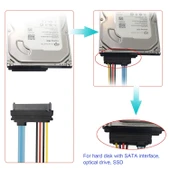 SATA 2.0 22 kutuplu (15 + 7) veri ve akım kombinasyonu uzatma kablosu, seri ATA fiş, uzatma kablosu, 30 cm thumbnail 4