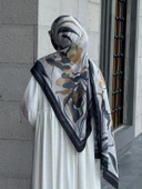 Pamuklu Soft Lotus Desen Şal-Siyah/Gri - 3