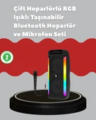 Çift 4 inç Hoparlörlü RGB Işıklı Bluetooth Ses Sistemi thumbnail 1