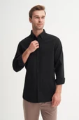 Cazador Regular Fit Erkek Uzun Kollu Gömlek Siyah 23085 thumbnail 2