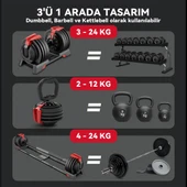 KingSmith Mekanik Ayarlı 24KG Dambıl, Kettlebell, Halter Seti (3ü1 Arada) - 4