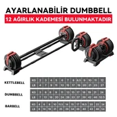 KingSmith Mekanik Ayarlı 24KG Dambıl, Kettlebell, Halter Seti (3ü1 Arada) - 3