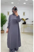 TESETTÜR ELBİSE BİLEK BOY UZUN ELBİSE PANTALON TAKIMI TESETTÜR TAKIM - 3