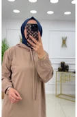 Tesettür Takım İkili Tunik Pantolon Takımı Kapüşonlu İp Detaylı Tunik - 7