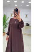 TESETTÜR ELBİSE BİLEK BOY UZUN ELBİSE PANTALON TAKIMI TESETTÜR TAKIM - 10