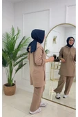 Tesettür Takım İkili Tunik Pantolon Takımı Kapüşonlu İp Detaylı Tunik - 6