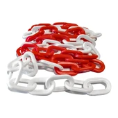 Plastik Zincir 1.5 Mt Uyarı Yönlendirme Kırmızı Beyaz Dayanık Güvenlik İşaretleme Sınır Belirleme thumbnail 6