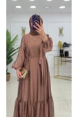 TESETTÜR ABİYE ELBİSE ASTARLI TÜL KAPLAMALI ELBİSE - 6