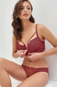 AmoraSecret AmoraSecret Balenli Destekli Dolgulu Yaka Detaylı Fermuarlı Dantelli Büstiyer Sütyen ve Slip Takım - 1