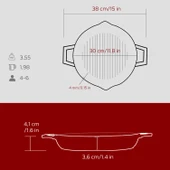 Lava Döküm Yuvarlak Izgara Tavası Döküm Demir Yekpare Çift Kulplu Çap(Ø)30cm.-Bordo thumbnail 5