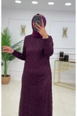 Tesettür Abiye Elbise Taşlı Işıltılı Elbise thumbnail 3