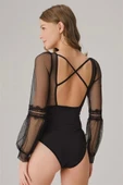 AmoraSecret AmoraSecret Tüllü Dantelli Uzun Kol Badi - 2