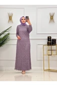 Tesettür Abiye Elbise Taşlı Işıltılı Elbise thumbnail 4