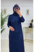 Tesettür Abiye Elbise Taşlı Işıltılı Elbise thumbnail 9