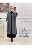 Kadın Kapüşonlu Tesettür Kap Düğme Kapamalı - 5