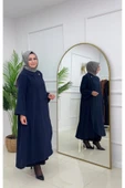 TESETTÜR KAP  YAKASI TAŞLI ÖNDEN YIRTMAÇ DETAYLI CEPLİ TESETTÜR ELBİSE - 2