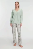 AmoraSecret AmoraSecret Uzun Kol V Yaka Pijama Takımı - 1