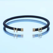 Kişiye Özel Harfli Siyah-Gold Gümüş Erkek Bilekliği thumbnail 5