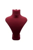 Londra Model Süet Kumaş Bordo Renk 28/ 22 Cm Takım Kolye-Küpe-Yüzük Sergileme Mankeni - 2