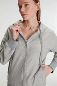 AmoraSecret AmoraSecret Pamuklu Uzun Kol Fermuarlı Swearshirt Sıfır Kol T-Shirt ve Pantolon Pijama Takım - 3