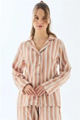 AmoraSecret Viscose Çizgili Gömlek Pantolon Pijama Takımı - 3