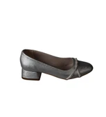 YAZKIŞ Kadın Siyah Cilt Gümüş Parlak Üzeri Burgu Taşlı Yuvarlak Burun 3cm Kare Topuk Ayakkabı thumbnail 6