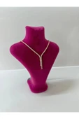 Londra Model Süet Kumaş Fuşya Renk 22/18 Cm Kolye Sergileme Mankeni thumbnail 1