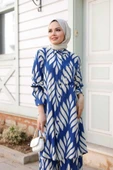 Kadın Tesettür Takım Çiçek Desenli 2'Li Pantolon Tunik Takımı - 7