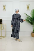 Kadın Tesettür Elbise Desenli & Kuşaklı Elbise - 9