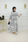 Kadın Tesettür Elbise Desenli & Kuşaklı Elbise - 2