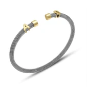 Kişiye Özel Harfli Gümüş-Gold Erkek Bilekliği thumbnail 1