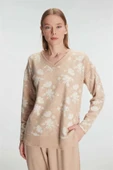 AmoraSecret AmoraSecret Jakarlı Uzun Kol V Yaka Pijama Takımı - 2