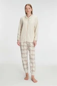 AmoraSecret AmoraSecret Fermuarlı Uzun Kol Sweatshirt Pantolon Takım Viskon ve Pamuklu Pijama Takımı - 1