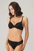 Amora Secret Dantelli Sabahlık Balenli Destekli Dolgulu Taşlı Sütyen ve String 3'lü Takım thumbnail 2