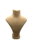 Londra Model Süet Kumaş Sütlü Kahve Renk 22/18 Cm Kolye Sergileme Mankeni thumbnail 3