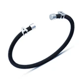 Kişiye Özel Harfli Siyah-Gümüş Erkek Bilekliği thumbnail 1