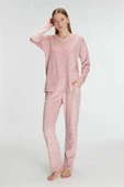AmoraSecret AmoraSecret Uzun Kol V Yaka Sweatshirt ve Pantolon Takım Pijama Takımı - 1