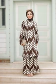 Kadın Tesettür Takım Çiçek Desenli 2'Li Pantolon Tunik Takımı - 9