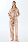AmoraSecret Viscose Çizgili Gömlek Pantolon Pijama Takımı - 1