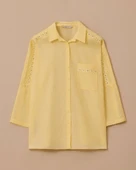 Büyük Beden Taş Detaylı Dokulu Gömlek thumbnail 4