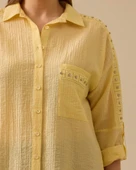 Büyük Beden Taş Detaylı Dokulu Gömlek thumbnail 3