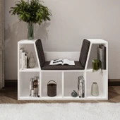 Livora Minderli Kitaplık - Oturma Alanlı 103 cm Minimalist Tasarım - 2