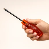 6x100 Mm Premium Kalite Tornavida Uzun Boy Premium Kraft Düz Tornavida Turuncu Plastik Sap thumbnail 2