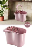 Sıkmalı Temizlik Kovası 15 litre, Standart Sıkmalı Yer Zemin Temizlik Mop Kovası Pembe thumbnail 1
