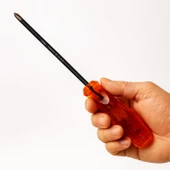 6X150 Yıldız Tornavida Uzun Boy Premium Kraft Yıldız Tornavida Turuncu Plastik Sap thumbnail 1