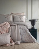 Çift Kişilik Alberta Blush Nevresimli Yatak Örtülü Battaniyeli Set - 1